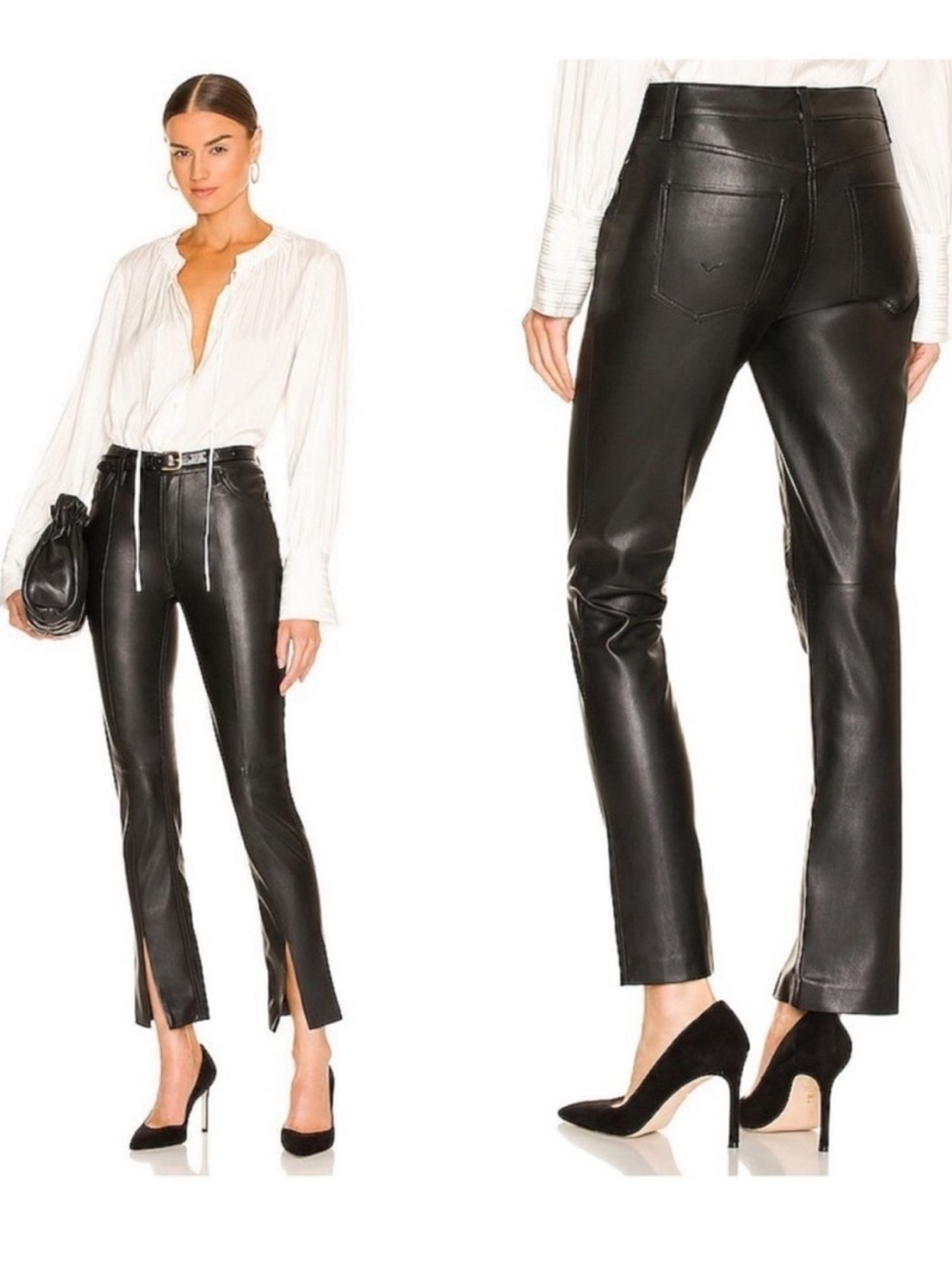 Hudson - Barbara Straight faux leather pants bottoms jeans denim